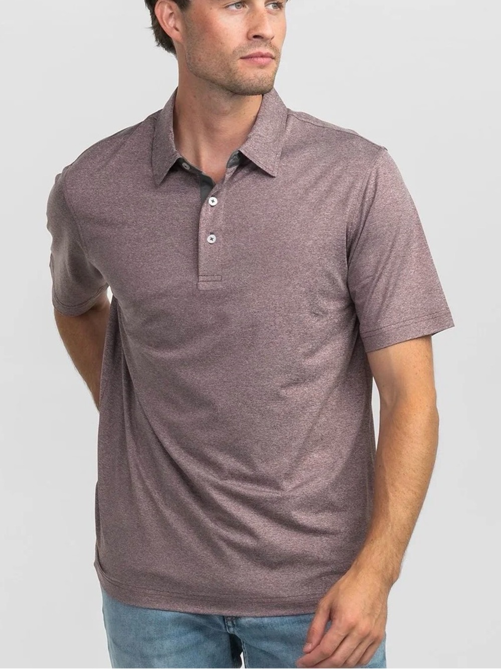 The Southern Shirt Company Men's Grayton Heather Polo in Bordeaux XL
